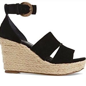 MADE IN BRAZIL Matisse wedge black suede sandal Ankle strap platform espadrilles